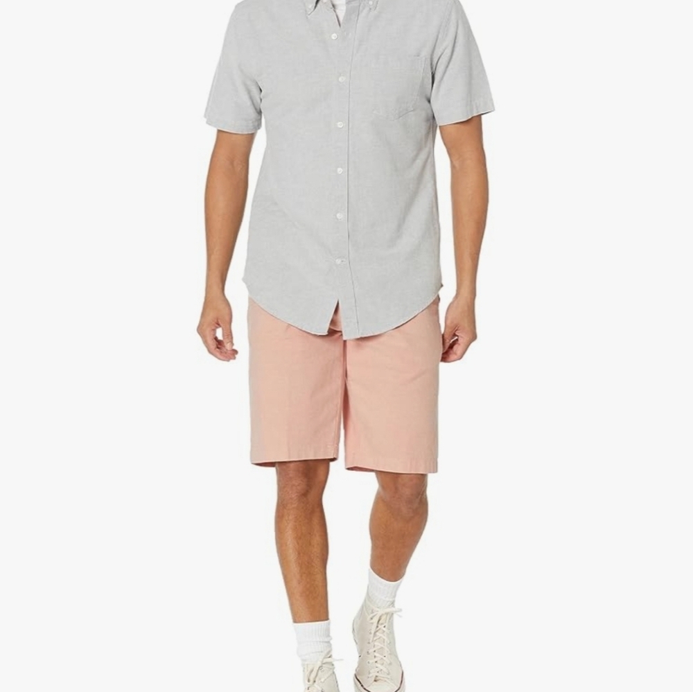 Goodthreads Men's Slim-fit Lightweight Comfort Stretch Oxford Salmon Pink Shorts